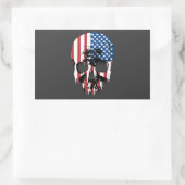 Amerikaanse schedel rechthoekige sticker (Tas)