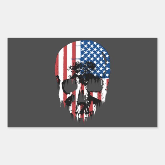 Amerikaanse schedel rechthoekige sticker (Voorkant)