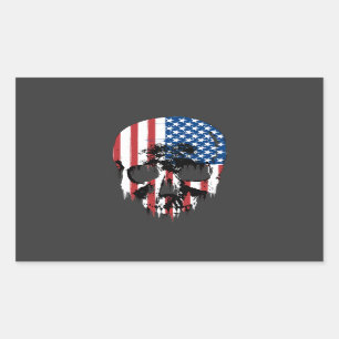 Amerikaanse schedel rechthoekige sticker