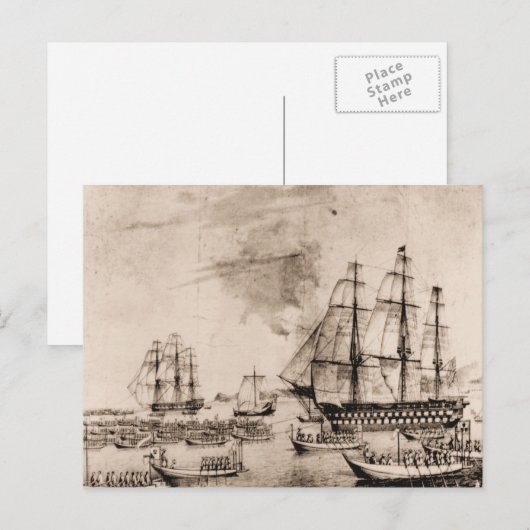 Amerikaanse schepen 19e eeuw briefkaart (Voorkant / Achterkant)