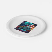 Amerikaanse schildpad onder de maan met Amerikaans Papieren Bordje (Gekanteld)