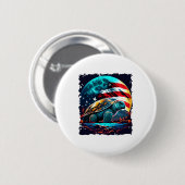 Amerikaanse schildpad onder de maan met Amerikaans Ronde Button 5,7 Cm (Voorkant /achterkant)