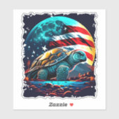 Amerikaanse schildpad onder de maan met Amerikaans Sticker (Vel)