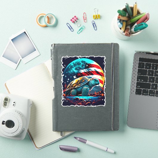 Amerikaanse schildpad onder de maan met Amerikaans Sticker (iPad Cover)