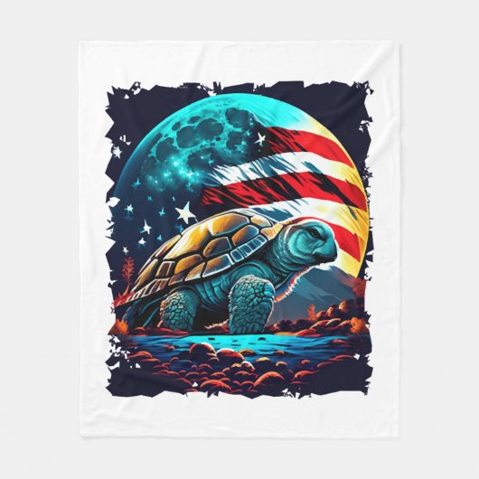Amerikaanse schildpad onder Maan met Amerikaanse v Fleece Deken (Voorkant)