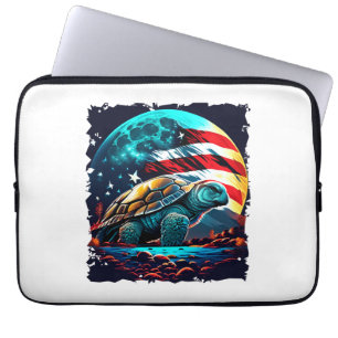 Amerikaanse schildpad onder maan met Amerikaanse v Laptop Sleeve