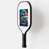 Amerikaanse schildpad onder maan met Amerikaanse v Pickleball Paddle (Links)