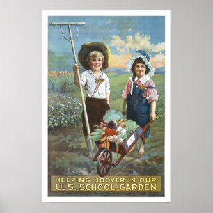 Amerikaanse schooltuinen, 1919. Vintage reclame Poster