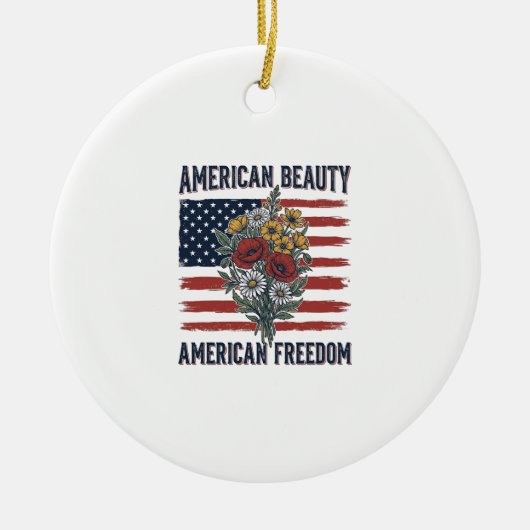 Amerikaanse Schoonheid Vrijheid Bloemige Vlag Keramisch Ornament (Voorkant)