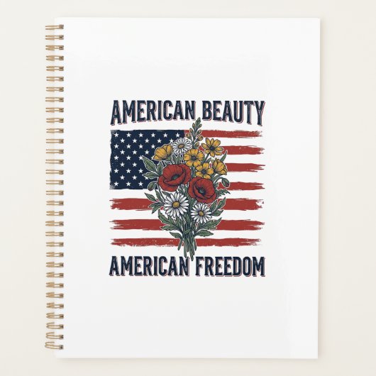 Amerikaanse Schoonheid Vrijheid Bloemige Vlag Planner (Voorkant)