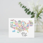 Amerikaanse Script Text Map Briefkaart (Staand voorkant)