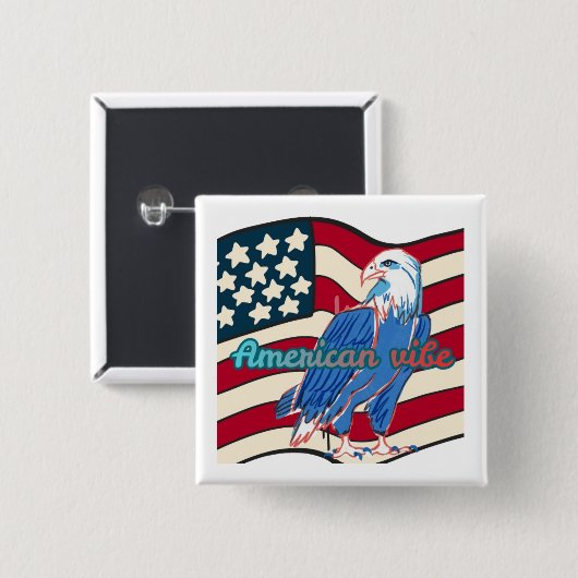 Amerikaanse sfeer vierkante button 5,1 cm (Voorkant /achterkant)