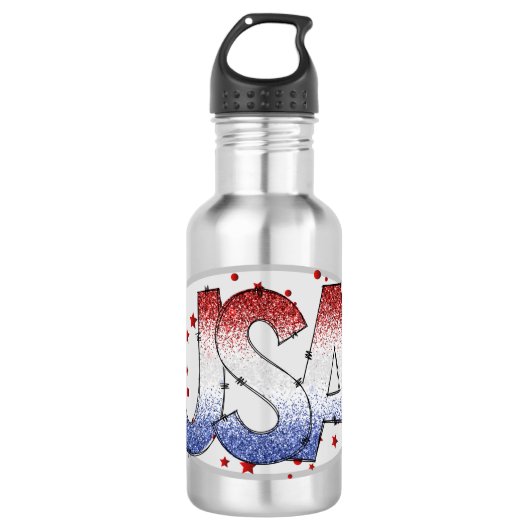 Amerikaanse shimmer- en sterrenkunst waterfles  (Voorkant)