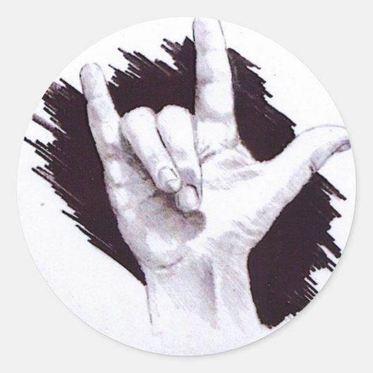 AMERIKAANSE SIGN-TAAL IK HOOP VAN JE RONDE STICKER (Voorkant)