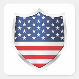 Amerikaanse Silver Shield Flag Vierkante Sticker
