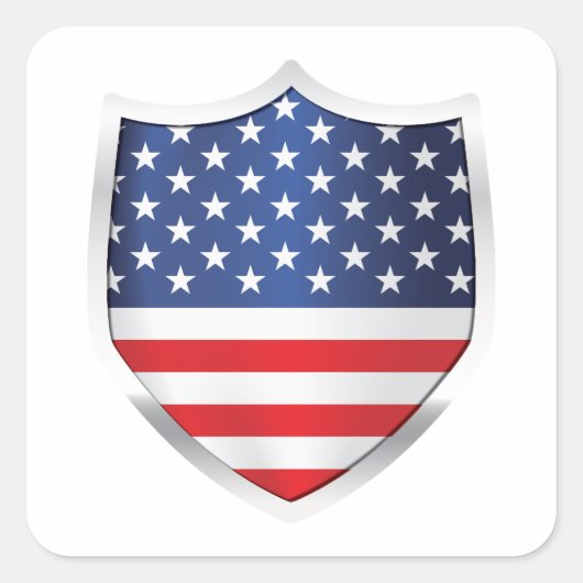 Amerikaanse Silver Shield Flag Vierkante Sticker (Voorkant)