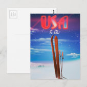 amerikaanse skireisposter briefkaart (Voorkant / Achterkant)