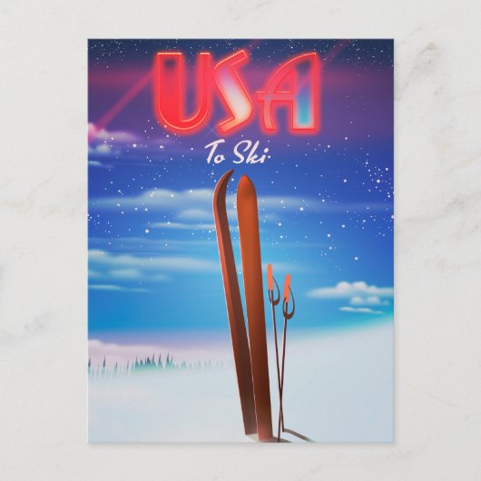 amerikaanse skireisposter briefkaart (Voorkant)