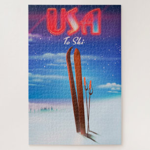 Amerikaanse skireisposter legpuzzel
