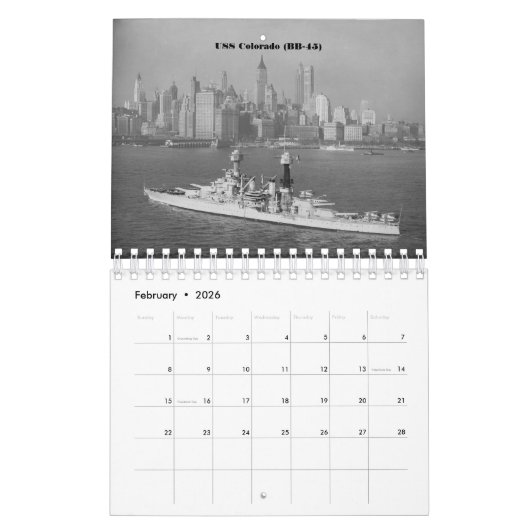 Amerikaanse slagschepen van de Tweede Wereldoorlog Kalender (Feb 2026)
