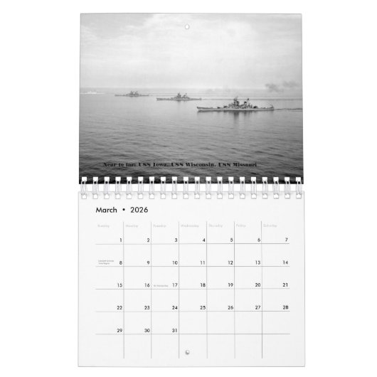Amerikaanse slagschepen van de Tweede Wereldoorlog Kalender (Mar 2026)