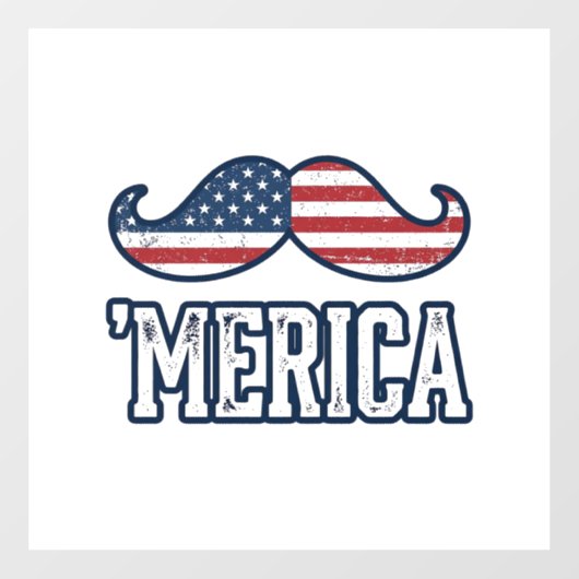 Amerikaanse Snor Patriottische Vector Ontwerp in D Raamsticker (Vel)