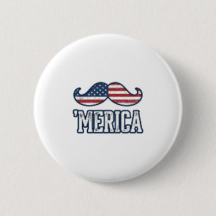 Amerikaanse Snor Patriottische Vector Ontwerp in D Ronde Button 5,7 Cm