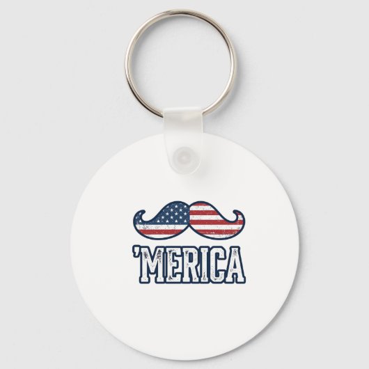 Amerikaanse Snor Patriottische Vector Ontwerp in D Sleutelhanger (Voorkant)