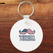 Amerikaanse Snor Patriottische Vector Ontwerp in D Sleutelhanger (Voorkant)