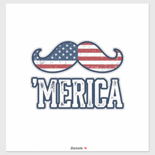 Amerikaanse Snor Patriottische Vector Ontwerp in D Sticker (Vel)