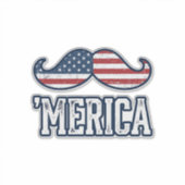 Amerikaanse Snor Patriottische Vector Ontwerp in D Sticker (Voorkant)
