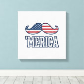Amerikaanse Snor Patriottische Vector Ontwerp in N Canvas Afdruk (Insitu (Houten vloer))