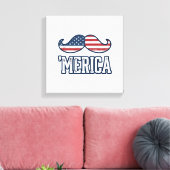 Amerikaanse Snor Patriottische Vector Ontwerp in N Canvas Afdruk (Insitu (Woonkamer))