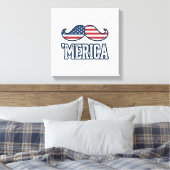 Amerikaanse Snor Patriottische Vector Ontwerp in N Canvas Afdruk (Insitu (Slaapkamer))