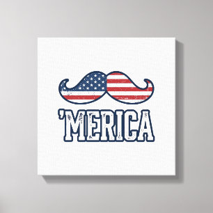 Amerikaanse Snor Patriottische Vector Ontwerp in N Canvas Afdruk