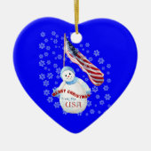 Amerikaanse Snowman-kerstkeepaardse Ornament (Voorkant)