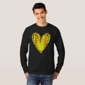 Amerikaanse Softball Heart Love Softball Lover moe T-shirt (Voorkant volledig)