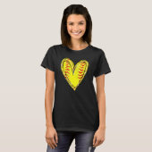 Amerikaanse Softball Heart Love Softball Lover moe T-shirt (Voorkant volledig)