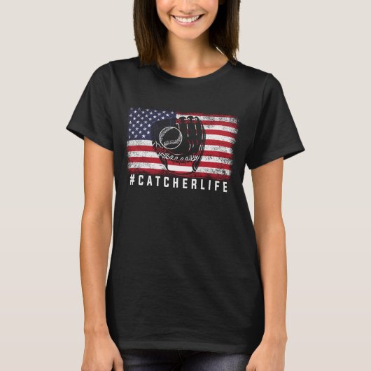 Amerikaanse Softball Player American Flag Softball T-shirt (Voorkant)