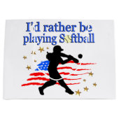 AMERIKAANSE SOFTBALSPELER HOUDT VAN SOFTBALDESIGN GROOT CADEAUZAKJE (Voorkant)