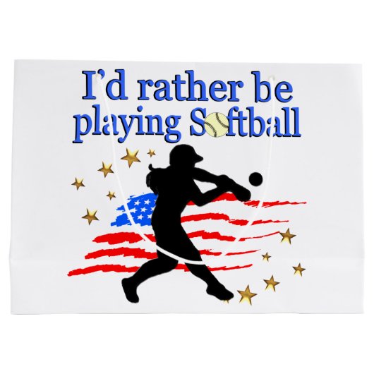 AMERIKAANSE SOFTBALSPELER HOUDT VAN SOFTBALDESIGN GROOT CADEAUZAKJE (Achterkant)