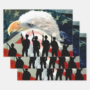 Amerikaanse soldaat Amerikaanse vlag ter ere Inpakpapier Vel