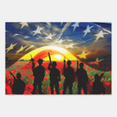 Amerikaanse soldaat Amerikaanse vlag ter ere Inpakpapier Vel (Voorkant)