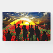 Amerikaanse soldaat Amerikaanse vlag ter ere Spandoek (Horizontaal)