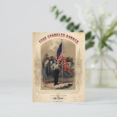  Amerikaanse soldaat en Amerikaanse vlag Briefkaart (Staand voorkant)