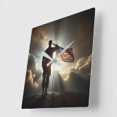 Amerikaanse soldaat groet Amerikaanse vlag Vierkante Klok (Hoek)