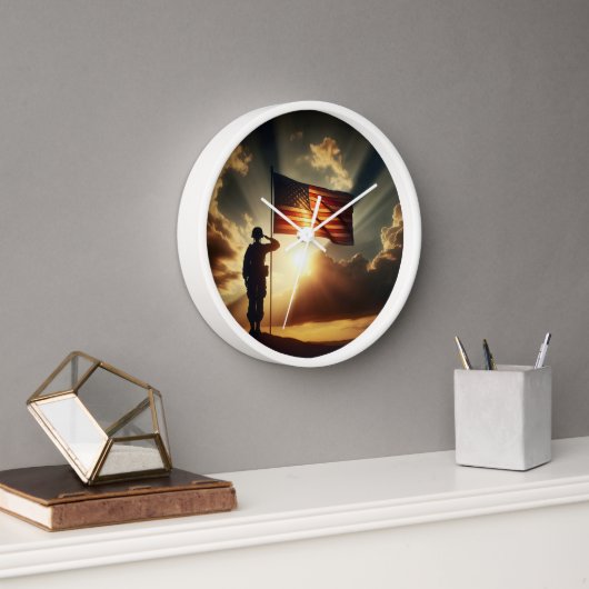 Amerikaanse soldaat groet de vlag (Kantoor)