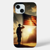 Amerikaanse soldaat groet de vlag Case-Mate iPhone case (Achterkant)
