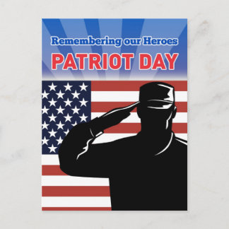 Amerikaanse soldaat groet vlag patriot dag briefkaart