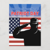 Amerikaanse soldaat groet vlag patriot dag briefkaart (Voorkant)